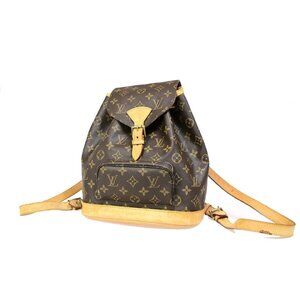 Auth LOUIS VUITTON Montsouris MM Backpack Bag Monogram Leather Brown